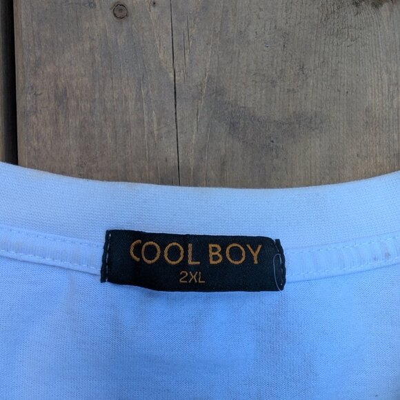 Cool Boy Men's White Printed Crew Neck Short Sleeve Men T-Shirt Size 2XL - Picture 4 of 13